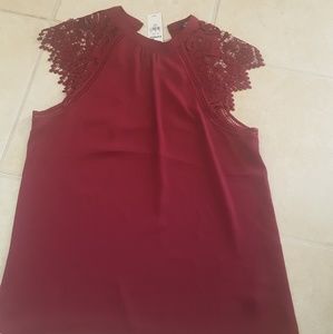 Brand new express top red with lace size Xs